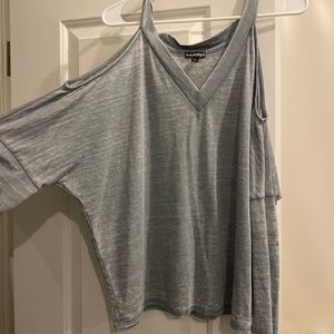 Long sleeve exposed shoulder top